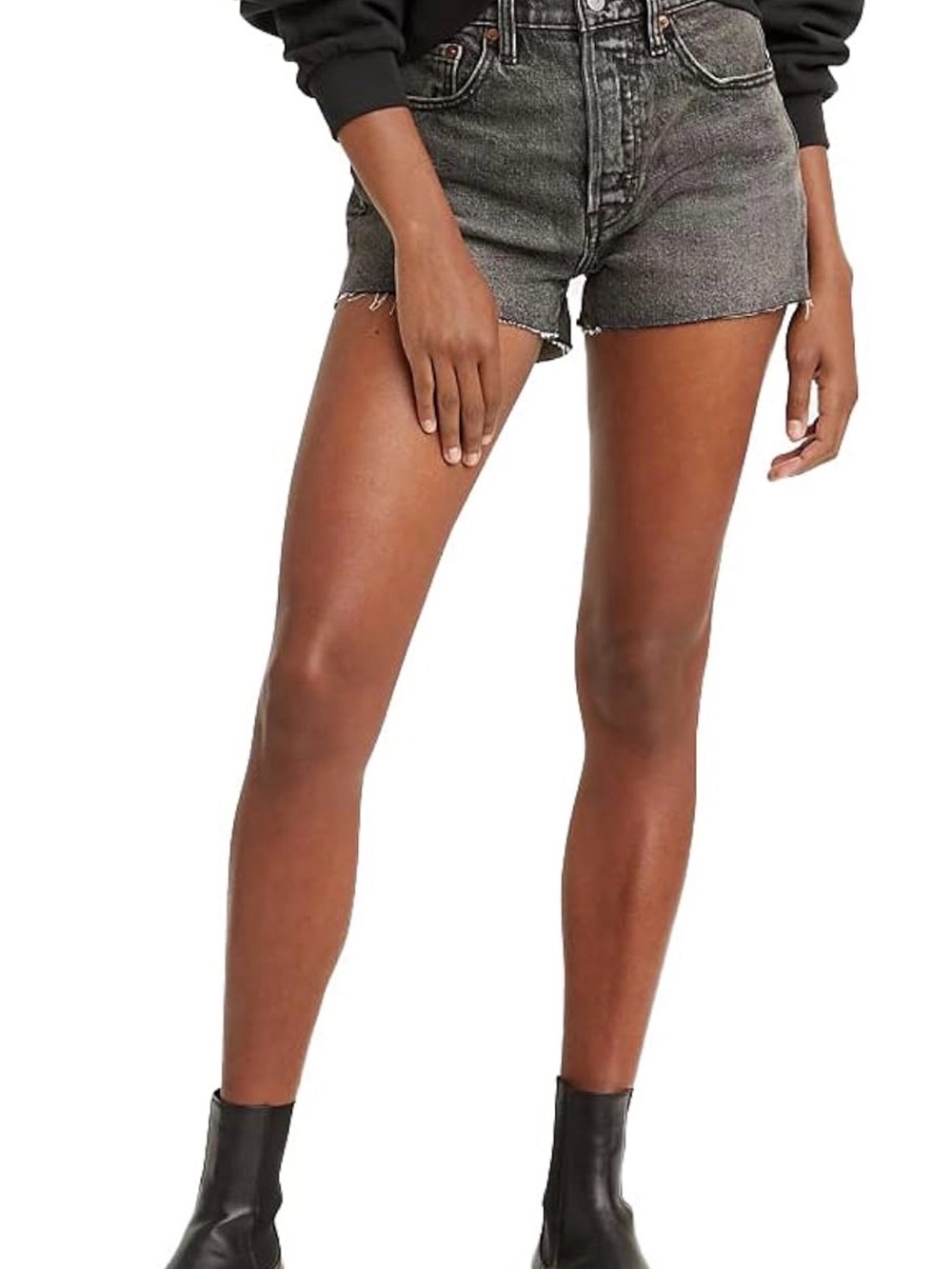 Levi's Black High-Rise Cutoff Denim Shorts